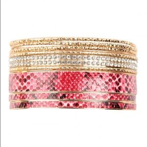 ❤️Pink/Gold Snake Print Bangle Set